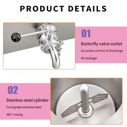 Commercial Milk/Juice Pasteurization Sterilization Machine | 14L Sterilization Equipment For Milk, Juice & More, Food Grade Stainless Steel With 360° Stirring, Auto Washing & Timer
