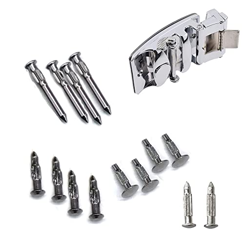Belt Buckle Pins,Edge Rivet,Screws for Repair Men Sliding Automatic Buckle Accessories Set of 12 Pieces - color: Silver