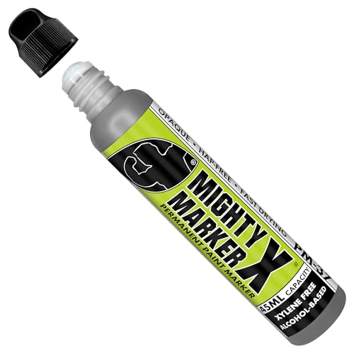 PM-37 Industrial Dauber Paint Marker - 18mm Wide Tip for Metal, Glass & Non-Porous Surfaces - Xylene Free, 45ml Capacity - Silver - color: Silver