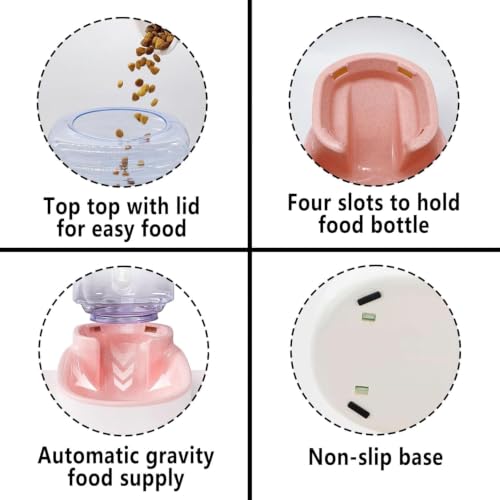 kathson Gravity Dog Food Dispenser Automatic Cat Feeding Food Station 1 Gallon Large Capacity Puppy Food Bowl for Small and Medium Dogs Cats Pink - color: Pink