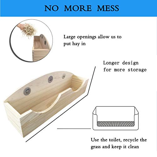 Hamiledyi Rabbit Hay Feeder, Bunny Hay Feeder Rack,Bunny Food Manger Wooden Hay Manger Rack Rabbit Hay Holder Feeders Grass Holder for Guinea Pig Chinchilla Hamster
