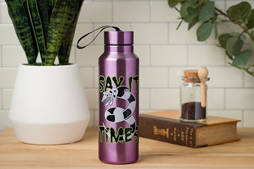 Silver Buffalo Beetlejuice Sandworm, Stainless Steel Water Bottle, 27oz | Say it Three Times, Includes Strap, 0.8 Liters - color: Beetlejuice, size: 27 Ounces