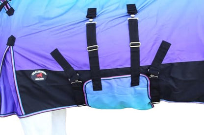 Challenger 1200D Turnout Waterproof Rain Horse Sheet Light Winter Blanket 394B - color: Ocean Ombre, size: 68 inches