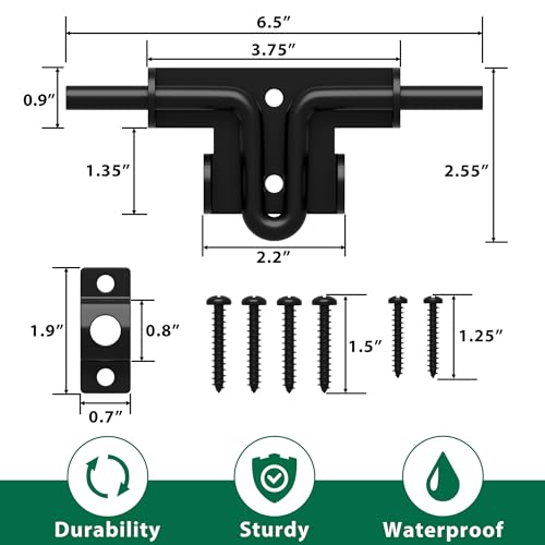 Heavy Duty Gate Latch with Padlock Hole Metal Thickened Slide Bolt Latch Mainly Used for Left or Right Hand Wooden Fence Gate Latch Shed Door Latch-2 Pack