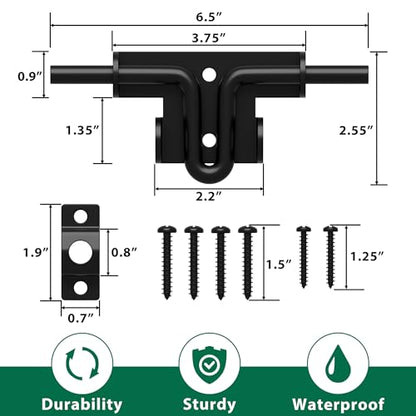 Heavy Duty Gate Latch with Padlock Hole Metal Thickened Slide Bolt Latch Mainly Used for Left or Right Hand Wooden Fence Gate Latch Shed Door Latch-2 Pack