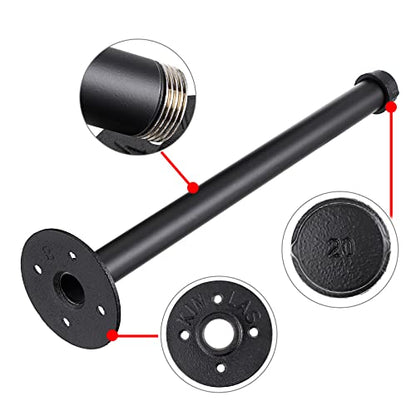 Sumnacon 2 Pack 14 Industrial Pipe Wall Mounted Clothing Rack Bar -- Metal Garment Bracket Frame - color: Black, size: 14 Inch