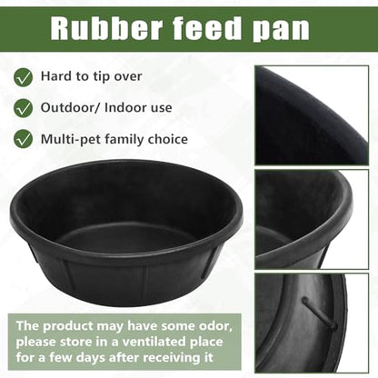 Sadnyy 3 Pcs 8 Quart/ 2 Gallon Rubber Feeder PanUtility Horse Feed Bucket - size: 8 Quart/ 2 Gallon