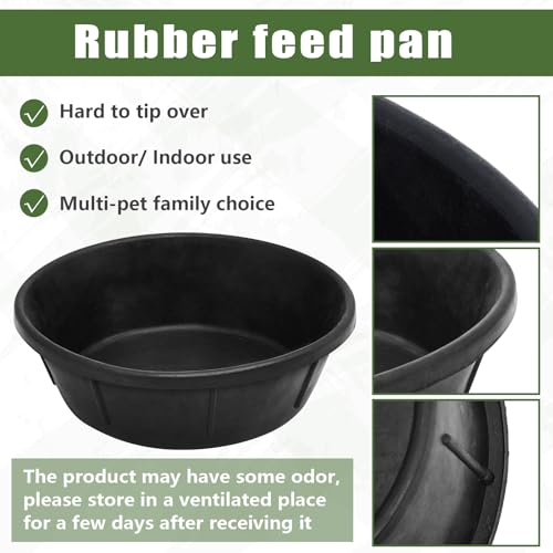 Sadnyy 2 Pcs 8 Quart/2 Gallon Rubber Feeder Pan Horse Feed Bucket - size: 8 Quart/2 Gallon