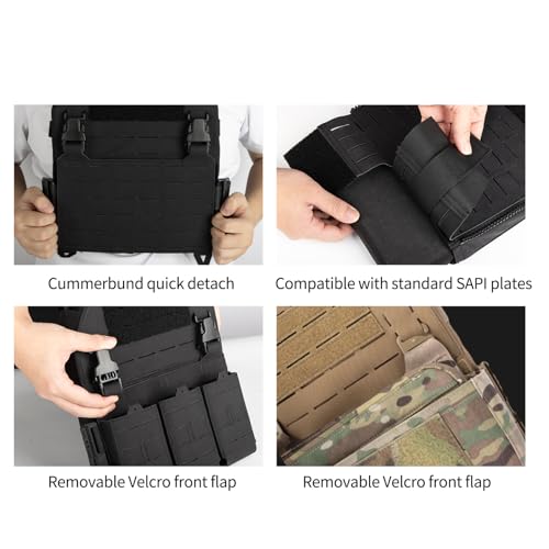 YAKEDA Tactical Training Vest with PALS System - Adjustable Straps Quick-Release Buckle for Hunting - color: Black