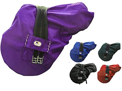 Majestic Ally Nylon Waterproof Fleece Lined Ride On English Saddle Cover-Multiple Color (Purple) - color: Purple