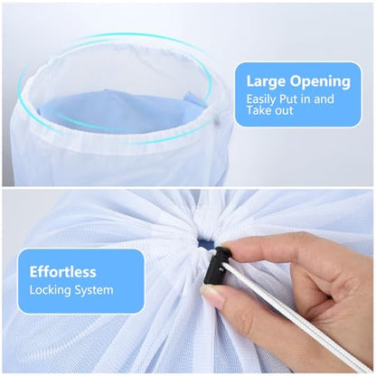 OTraki 16x20 Inch Mesh Laundry Bags 2PCS Small Drawstring Dirty Clothes Washing Bag Machine Washable Delicates Bra Lingerie Socks Toy Garment Bag Dorm Don't Drying, Melting 140-176℉ White - size: 16 x 20 inch