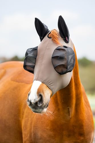 LeMieux Bug Relief Half Mask - Fly Mask - UV Protection - Pull On - Breathable - Walnut - Small - color: Walnut, size: Small