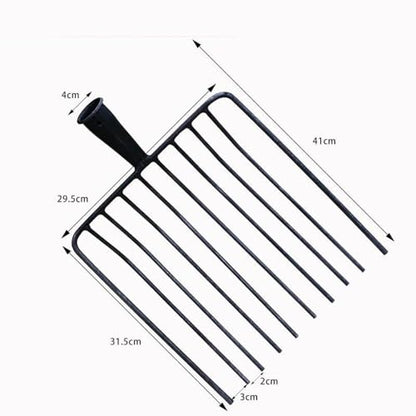 Steel Pitchfork Replacement Head, 10-Tooth Agricultural Manure Fork for Gardening and Stall Cleaning, Without Handle - color: 10 Teeth
