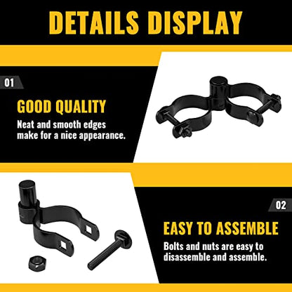 VIVIDA 1-5/8" Chain Link Gate Hinge Kit, Black Fence Pipe Gate Hinge, 2 Set - color: Black (2 Set), size: 1-5/8