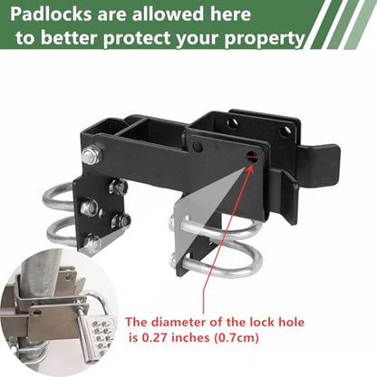 BiJun Chain Link Double Gate Latch for 1-1/4 Inch Gate Frames - Strong Arm Design with Padlock Holes,Chain Link Fence Latch for Ranch Fences & Yard Gates (Black) - color: Black