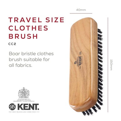 Kent CC2 Finest 100% Handcrafted Clothes Brush: Black Boar Bristle & Nylon Mix with Cherrywood Handle - Travel-Size Lint/Fuzz Remover for Cashmere, Wool, Silk; Suede Brush & Pet Hair Lint Roller - style: CC2