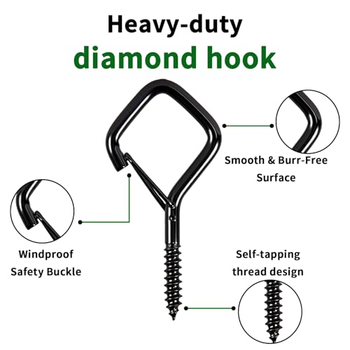52 PCS 1.65IN Safety Buckle Small Screw Hooks for Plants, Lights - size: 1.65IN
