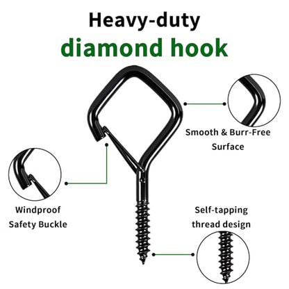 52 PCS 1.65IN Safety Buckle Small Screw Hooks for Plants, Lights - size: 1.65IN