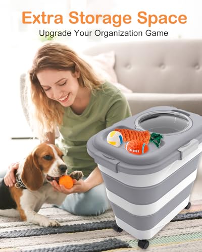25-28Lbs Dog Food Storage Container Airtight,Collapsible Pet Food Storage - color: Grey/25-28 Lbs