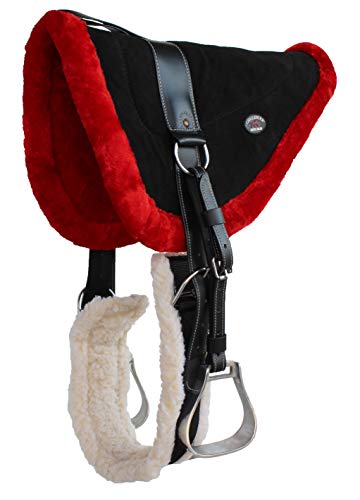 Horse Western Fleece Padded Suede Bareback Saddle Pad w/Cinch Stirrups 39157