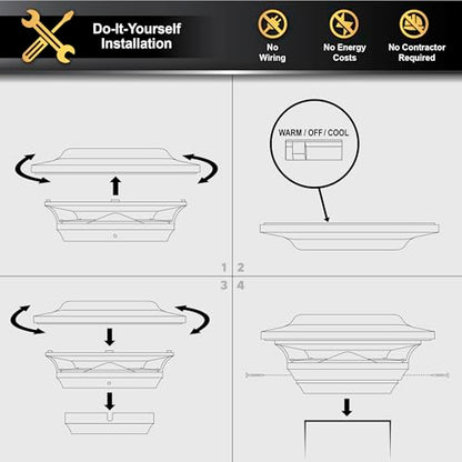 Classy Caps 4x4 Imperial Solar Post Cap - Fits 3.5"x3.5" and 4"x4" Deck & Fence Posts - Black Cast Aluminum - Warm and Cool Light Modes