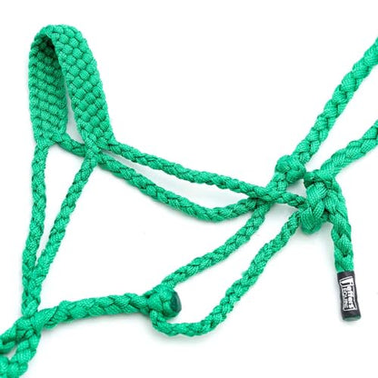 Jeffers Equine Braided Mule Tape Halter with 10' Detachable Lead Rope Set for Horses, 14 to 18 Hands - Stylish Design with Adjustable Poll Strap, Easy to Use Western Tack - Green - color: Green