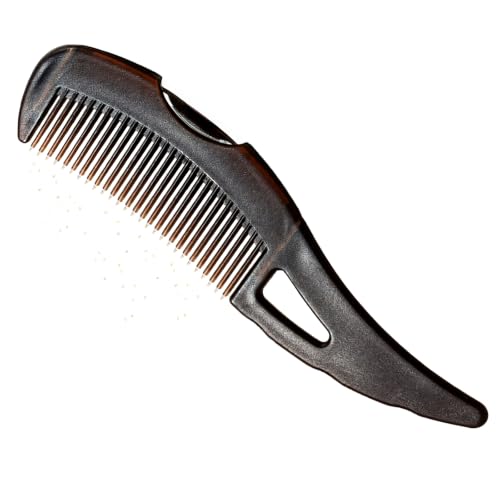 Dandruff Comb with Self-Cleaning Hollow Teeth & Massage Handle - Scalp Detox Comb for Flakes, Build Up Removal, Scalp Exfoliating Hair Brush for Women/Men/Kids - color: Brown
