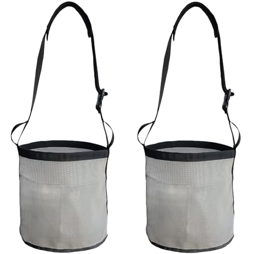 Feedbag for Horse, Heavy Duty Nylon Mesh Grain Feed Bag, Adjustable Strap, Neck Pad, and Waterproof Bottom (2 Pack)