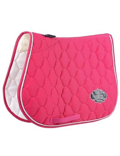 Harrison Howard 3D Air Mesh Saddle Pad for Horses – Breathable Shock-Absorbing All-Purpose English Saddle Pad - color: Magenta