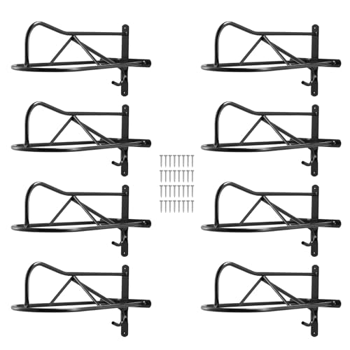 VEVOR Wall Mount Saddle Rack, 27.3 x 16.3 x 12.5 in, 8 Packs Horse Saddle Rack with Pad Bar, Portable Saddle Stand for English & Western Saddle, Horse Tack Storage for Equestrian Garden, Black - style: Wall Mounted Saddle Stand-8 Pcs