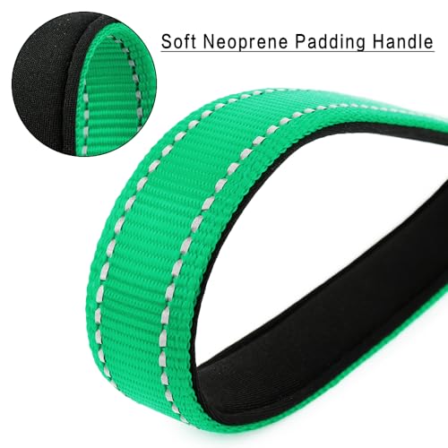 PLUTUS PET 10” Short Dog Leash, Reflective Nylon Padded Handle, Strong Traffic Leash with Carabiner Clip, Perfect for Large or Medium Dogs（10”，Green | Reflective, Heavy Duty Strong Nylon, Traffic Leash with Carabiner Clip for Training Walking (10", Green)