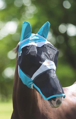 Shires Fine Mesh Fly Mask with Ears & Nose — UV Protection Teal/Pony/Single