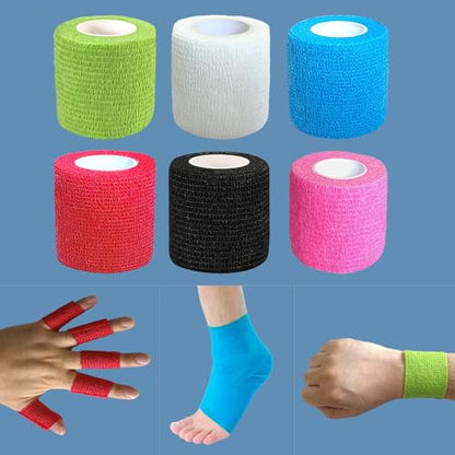 2 Inches Self Adhesive Bandage Wrap Bulk, 6 Pack, 6 Colors - color: 6 Colors