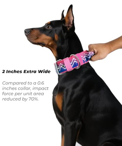 Dog Collar for Large Dogs,2 in Wide Heavy Duty,Pressure-Relief Padded, B-S - color: Cotton Wave, size: S