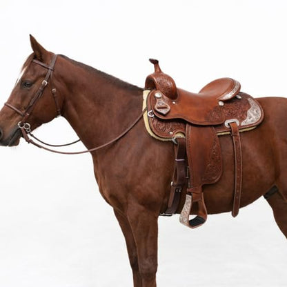 Horse Western 5" Wide Barrel Racer Engraved Aluminum Show Stirrups 51177v - color: Bronze, size: 5" Width, 5" Height