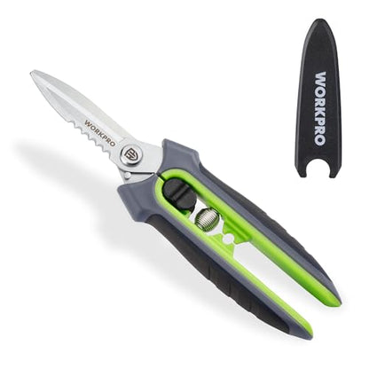 WORKPRO 8" Pruning Shears for Gardening, Multipurpose Garden Shears | Stainless Steel Blade with Sheath, Straight Pruning Scissors Garden Snips for Flowers, Fruits & Vegetables