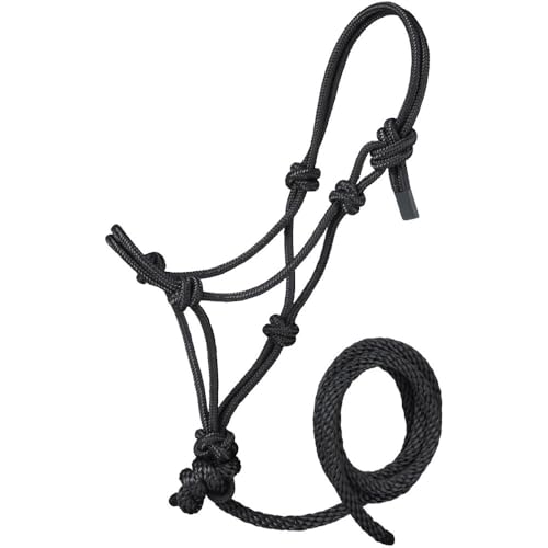 Tough1 Miniature Poly Rope Halter with Lead - color: Black, size: Large