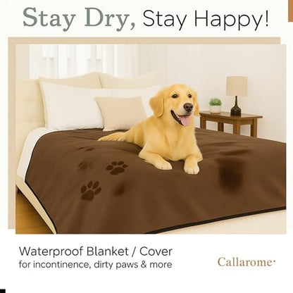 Callarome Waterproof Blanket for Bed & Couch Protection, Brown, 50"x60" - color: Grizzly Brown / Caramel Cappuccino, size: 50x60 inch