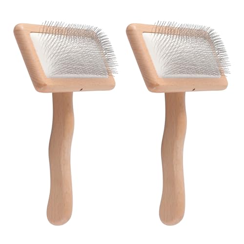 2pcs Wool Carders, Carding Comb, Hand Carders for Wool, Comb Bamboo Air Cushion Fur Rugs, Needle Felting Carders Brush Pillows for Coat Felt Rug Tassel Dog Hair(COLOR:2 Different Size) - color: 2 Different Sizes