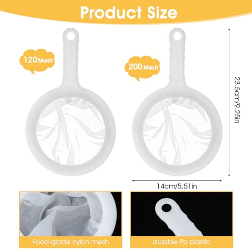 2PCS Extra Fine Mesh Strainer 120/200 Mesh Nylon