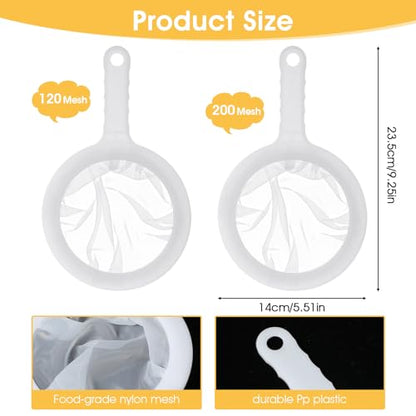 2PCS Extra Fine Mesh Strainer 120/200 Mesh Nylon
