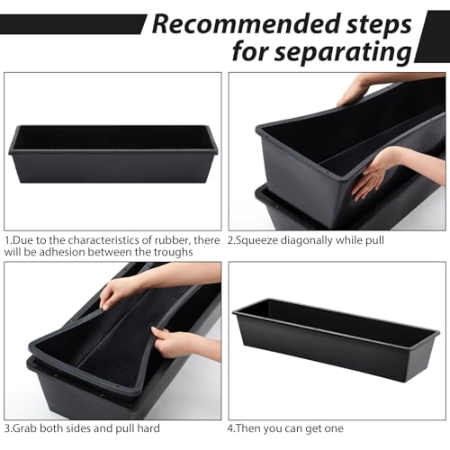 Geelin 4 Pcs 12 Gallon/48 Quart Livestock Water Trough Tempered Plastic - color: Black, size: 12 Gallon/48 Quart