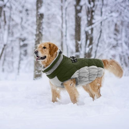 Lelepet Dog Coat Warm Dog Winter Coat Waterproof Dogs Jacket with Harness - color: Army Green, size: X-Small