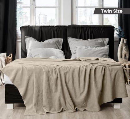 Utopia Bedding 100% Cotton Thermal Blanket Khaki Twin, 90x72 Inches - color: Khaki, size: Twin
