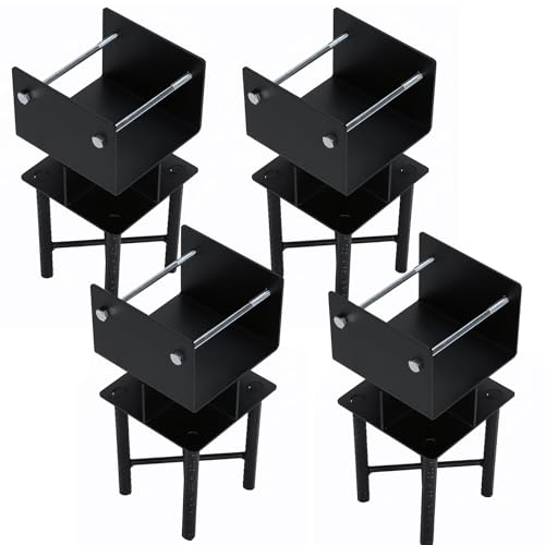 Generic 4pcs Metal Fence Post Brackets Base for Concrete 6x6 Concrete Fence Post Spike Anchors U-Shaped Inner Size 5.5inx5.5in for Concrete Deck