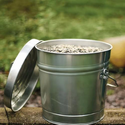 6 Gal Galvanized Steel with Locking Lid Can for Outdoor Storage | galvanized canister with lock top for bulk food storage birdseed chicken feed emergency supplies camping gear hardware