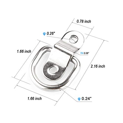 12 Pack Tie Down Rings with Mounting Brackets, Heavy Duty Stainless Steel Lashing Ring D-Ring Anchor Point, 1/4" Surface Mount for Trailer Truck Hauling, Cargo Load, RV Pickup Camper and Boat