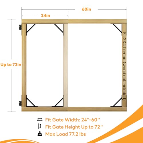 DIYHD Heavy Duty Anti-Sag Gate Kit with Left-Opening Latch for 2x4 Lumber - size: Kit + Left Open Latch
