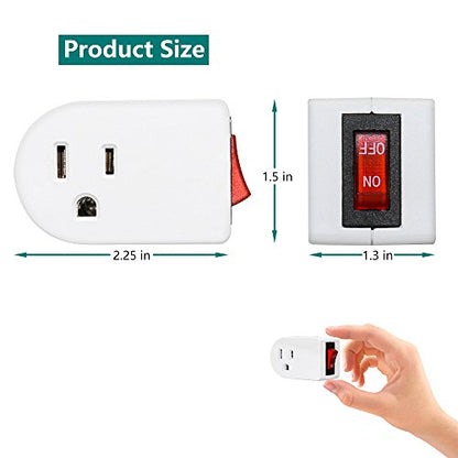 ANKO 4 Pack Grounded Outlet Adapter, Wall Tap with On/Off Switch & LED