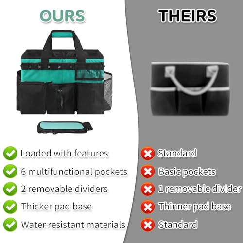 Boczif Cleaning Caddy Bag Wearable,Cleaning Caddy Supplies Organizer(Green) | with Handle, Shoulder Straps & Detachable Divide, Cleaning Tool Organizers Tote Bag for Cleaners & Housekeepers - color: Green